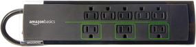 img 4 attached to 💡 Amazon Basics 8-Outlet Power Strip Surge Protector - 4,500 Joule, 6-Foot Cord, Black/Green