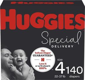 img 4 attached to Huggies Special Delivery: Hypoallergenic Baby Diapers Size 4, 👶 140 Ct - The Safest and Softest Diaper for Sensitive Skin!