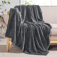 🛏️ ryb home grey flannel lightweight thermal fluffy bed blanket twin size for couch bed sofa travel camping, w60 x l80 logo