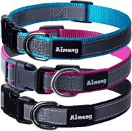 🐶 highly visible aimeng reflective pet puppy collar: adjustable nylon dog collar with reflective stripe for enhanced safety and style (1 pack) logo