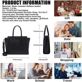 img 2 attached to 👜 Black 17 Inch Women's Laptop Bag with Multiple Pockets, Comfortable Shoulder Strap - L0016