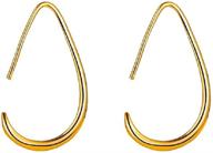 ✨ stylish and lightweight teardrop hoop earrings for women - 14k gold silver plated large oval pull through hoops: a must-have high polished statement jewelry gift for women and teen girls logo