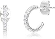 stylish small open hoop earrings: hypoallergenic nickel free silver with cubic zirconia for women, girls & men logo