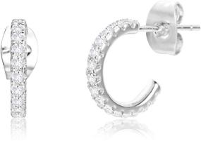 img 4 attached to Stylish Small Open Hoop Earrings: Hypoallergenic Nickel Free Silver with Cubic Zirconia for Women, Girls & Men