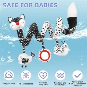 img 2 attached to 🦊 Euyecety Baby Toys Car Seat and Stroller Toys Set, Infant Developmental Toys: Black and White Spiral Plush Activity Toy, Hanging Rattle Toys for Crib Mobile, Best Newborn Gift for 0-12 Months Baby-Fox Design
