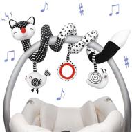 🦊 euyecety baby toys car seat and stroller toys set, infant developmental toys: black and white spiral plush activity toy, hanging rattle toys for crib mobile, best newborn gift for 0-12 months baby-fox design logo