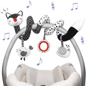 img 4 attached to 🦊 Euyecety Baby Toys Car Seat and Stroller Toys Set, Infant Developmental Toys: Black and White Spiral Plush Activity Toy, Hanging Rattle Toys for Crib Mobile, Best Newborn Gift for 0-12 Months Baby-Fox Design