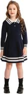 smiling pinker long sleeve school polo striped knit sweater dress for girls uniform logo