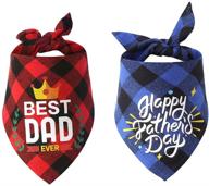 🐾 best dad ever: 2 pack happy father's day dog bandana triangle bibs scarf - perfect gift for dog lover dad, party classic red plaid bandana for small medium large dogs logo