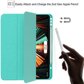 img 1 attached to 📱 Soke New iPad Pro 12.9 Case 2021 with Pencil Holder - Full Body Protection, Auto Wake/Sleep - Aqua