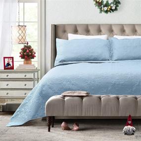 img 4 attached to 🛏️ TAOCOCO King Spa Blue Quilt Set - Lightweight Bedspread, King Bed Coverlet, All Season Comforter Bedding Cover - Includes 1 Quilt, 2 Shams