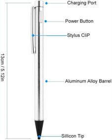 img 1 attached to 🖊️ Ultra-Fine Silicone Tip Stylus Pen - Compatible with All Capacitive Touch Screens Cell Phones, Tablets, Laptops Bundle (Silver)