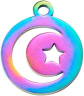 🌙 danlingjewelry 5 pcs multicolored stainless steel valentines day charms - moon & star - 14x12x1mm logo