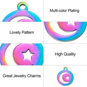 img 2 attached to 🌙 DanLingJewelry 5 pcs Multicolored Stainless Steel Valentines Day Charms - Moon & Star - 14x12x1mm