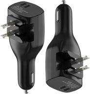 🔌 elepower 2 pack 2-in-1 dual usb wall car charger adapter with foldable plug - compatible with iphone 12 11 xs pro max 8 7 plus, ipad 10.2 air 4 mini 5, galaxy s21 20 ultra 10 9 plus/google - black logo