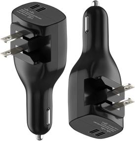 img 4 attached to 🔌 Elepower 2 Pack 2-in-1 Dual USB Wall Car Charger Adapter with Foldable Plug - Compatible with iPhone 12 11 XS Pro MAX 8 7 Plus, iPad 10.2 Air 4 Mini 5, Galaxy S21 20 Ultra 10 9 Plus/Google - Black