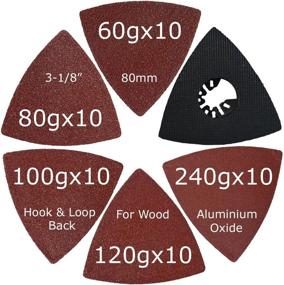 img 3 attached to 📦 XXGO 51 Pcs Triangular 3-1/8 Inch Hook and Loop Sandpaper Variety Pack with 60 80 100 120 240 Grits - Oscillating Multi Tool Sanding Pads Kits XG5106