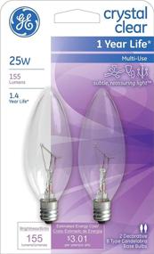 img 2 attached to 💡 GE Crystal Clear Blunt Tip Decorative Light Bulbs (25 Watt), 155 Lumen, Candelabra Base, 10-Pack Chandelier Bulbs - Enhanced SEO