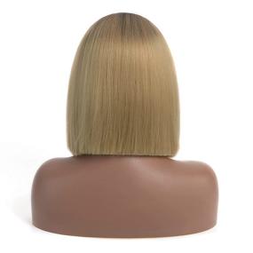 img 3 attached to 👩 Парик Netgo Ombre Blonde - каре 12 дюймов, средняя часть, синтетические парики для женщин - естественно выглядящие парики, термостойкий аксессуар для ежедневной носки, косплея, вечеринки и Хэллоуина.