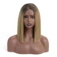 👩 netgo ombre blonde wig - 12 inch short bob middle part synthetic wigs for women - natural looking heat resistant hairpiece for daily wear, cosplay, party, and halloween costume logo