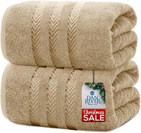 img 4 attached to 🛀 DAN RIVER 100% Cotton Bath Sheets Set of 2, Soft & Oversized Bath Towels, Quick Dry & Absorbent Spa Hotel Bath Sheets, Tan Bath Sheet Towel Set 35x70 in, 550 GSM
