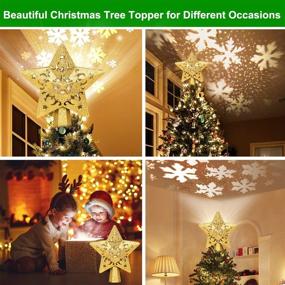 img 2 attached to 🌟 Lighted Star Christmas Tree Topper with LED Rotating Snowflake Lights - Perfect for Large and Small Trees – Gold Christmas Tree Decorations