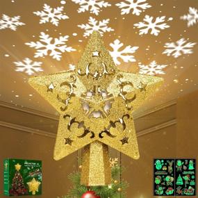 img 4 attached to 🌟 Lighted Star Christmas Tree Topper with LED Rotating Snowflake Lights - Perfect for Large and Small Trees – Gold Christmas Tree Decorations