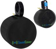 🔊 pair of black heavy duty marine speaker covers for round 4" and 5" boat atv wakeboard tower pod speakers - compatible with boss, rockville, kicker, pyle & noam nutv5 speakers - dimensions: h 7.9" x w 7.9" x d 8.3 logo