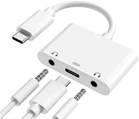 img 4 attached to 🎧 Адаптер USB C к двум 3.5 мм аудиоразъемам Trrs для наушников: Зарядка и прослушивание одновременно, совместим с Samsung, 2018 iPad Pro, Google Pixel, HTC, Huawei - белый