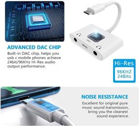 img 3 attached to 🎧 Адаптер USB C к двум 3.5 мм аудиоразъемам Trrs для наушников: Зарядка и прослушивание одновременно, совместим с Samsung, 2018 iPad Pro, Google Pixel, HTC, Huawei - белый