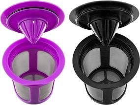 img 4 attached to ☕️ Reusable Keurig K-Cup 2.0/1.0 Cups - Pack of 2 (Purple & Black): Refillable Filter Pods for Coffee Makers