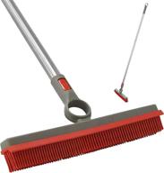 🧹 fayina premium rubber floor brush with squeegee & stainless steel handle - ideal for carpets and all surfaces - pet hair fur remover broom - extendable up to 56 inches logo