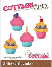 img 1 attached to 🧁 CottageCutz CC-107 Die, 1.6x2 inches, Stitched Cupcakes, Grey