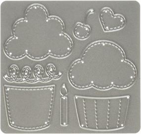 img 2 attached to 🧁 CottageCutz CC-107 Die, 1.6x2 inches, Stitched Cupcakes, Grey