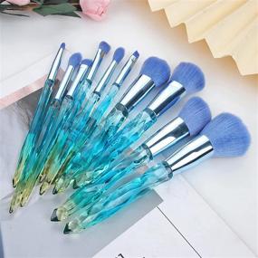 img 3 attached to Kingtree 10PCS Crystal Handle Makeup Brush Set - Premium Synthetic Cosmetic Brushes for Powder, Foundation, Blush, Concealer, Blending, Eye Shadow, Eyeliner - Makeup Tools for Flawless Make Up