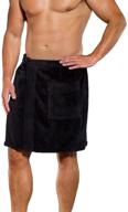 adjustable anatolian men's wrap around body towel for bath, gym, and spa - cotton blend, made in turkey - black logo