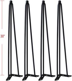 img 3 attached to 🪑 Set of 4 Hairpin Metal Table Legs - 30 Inch Legs for Furniture Coffee Bench Dining End Industrial Table Desk with Adjustable Cushion, Black Floor Protectors and Screws - Home Soft Things, 30 inches