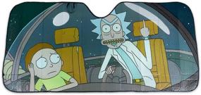 img 4 attached to 🚗 Rick and Morty Auto Sunshade - Space Cruiser Middle Finger Design - Car Heat Shield Accessory - Funny Protective Windshield Visor - Licensed Merchandise