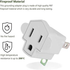 img 1 attached to 🔌 4 Pack of ETL Listed 3-2 Prong Grounding Outlet Adapter by JACKYLED - Portable Fireproof 200℃ Resistant Heavy Duty Wall Outlet Plug Converter for Household Appliances Industrial