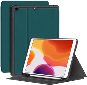 img 4 attached to 📱 Supveco iPad 10.2 Case with Pencil Holder - Shockproof Stand Folio Cover for iPad 9th/8th/7th Gen - Premium Teal Smart iPad Cover