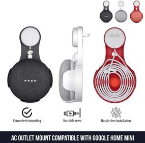 img 4 attached to 💡 Усовершенствованный настенный кронштейн для Google Home Mini - гибкость умного динамика в черном цвете (2 шт.) - несовместимо с Google Nest Mini (2-го поколения)