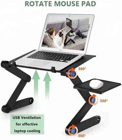 img 1 attached to 👨 CLaiCLau Adjustable Laptop Stand with Cooling Fans: Portable Ergonomic Lap Desk for TV, Bed, and Standing Desks