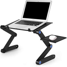 img 3 attached to 👨 CLaiCLau Adjustable Laptop Stand with Cooling Fans: Portable Ergonomic Lap Desk for TV, Bed, and Standing Desks