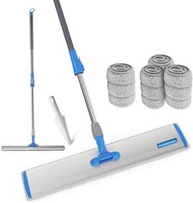 img 4 attached to 24-inch Microfiber Wet Mop: Heavy Duty Floor Cleaning System 🧹 with Aluminum Mop, Adjustable Stainless Steel Handle, and 4 Wet/Dry Clothes