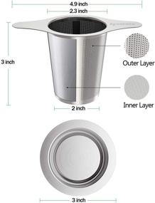 img 2 attached to ☕ IPOW Upgraded Stainless Steel Tea and Coffee Infuser with Fine Mesh Filters - Tea Strainer Steeper with Double Handles for Hanging on Teapots, Mugs, and Cups to Steep Loose Leaf Tea and Coffee
