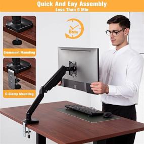 img 1 attached to 🖥️ TEMPSPACE Single Monitor Mount: Gas Spring Adjustable Vesa Stand for 17-32 inch Screens, Holds up to 19.8lbs