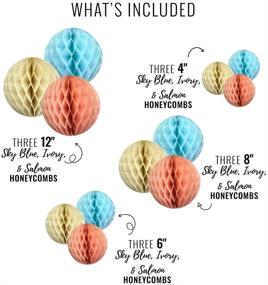 img 1 attached to 🎨 Just Artifacts Decorative Round Tissue Paper Honeycomb Balls - Assorted Sizes (12pcs, Peach/Sky Blue)