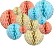 🎨 just artifacts decorative round tissue paper honeycomb balls - assorted sizes (12pcs, peach/sky blue) logo