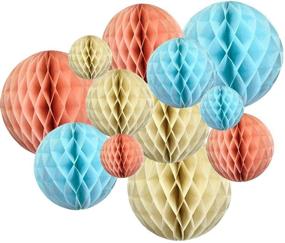 img 2 attached to 🎨 Just Artifacts Decorative Round Tissue Paper Honeycomb Balls - Assorted Sizes (12pcs, Peach/Sky Blue)