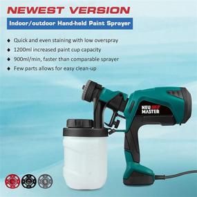 img 1 attached to NEU MASTER NSG0070 Electric Paint Sprayer Gun, HVLP Spray Gun with 3 Spray Patterns, 3 Nozzle Sizes and 1200ml Canister for Ceiling, Fence, Cabinet Painting